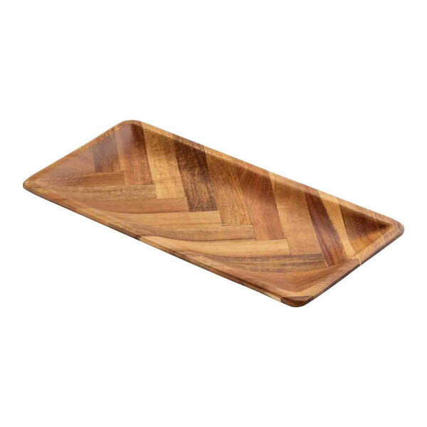 A rectangular wooden Tablecraft serving platter.