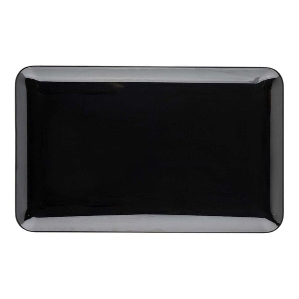 A black rectangular Tablecraft Sierra Collection melamine serving platter.