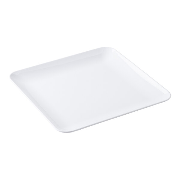 A white square Tablecraft Sierra Collection melamine serving platter.