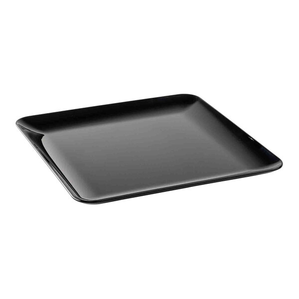 A black square Tablecraft Sierra Collection melamine serving platter.