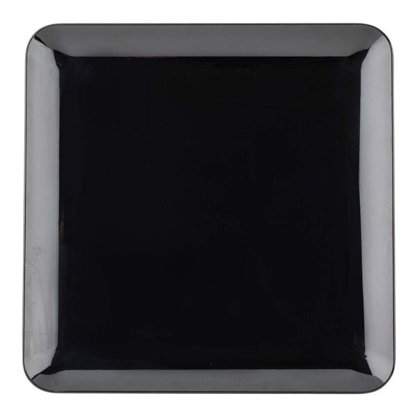 A black square Tablecraft Sierra Collection melamine tray with a white border.