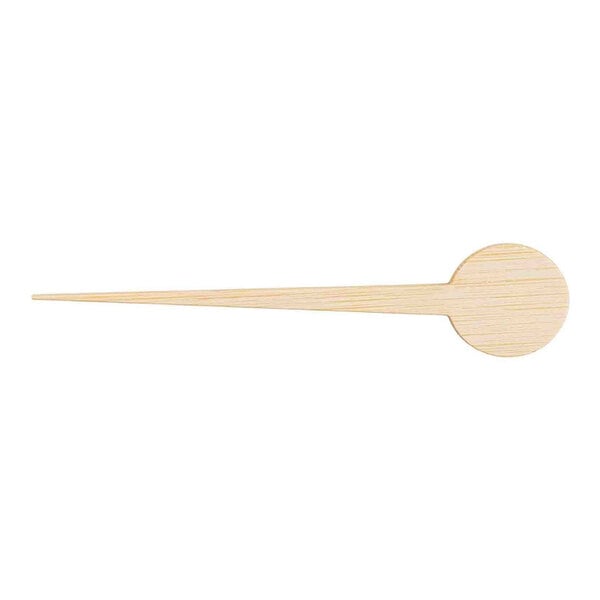 A round wooden food pick with a pointy tip.
