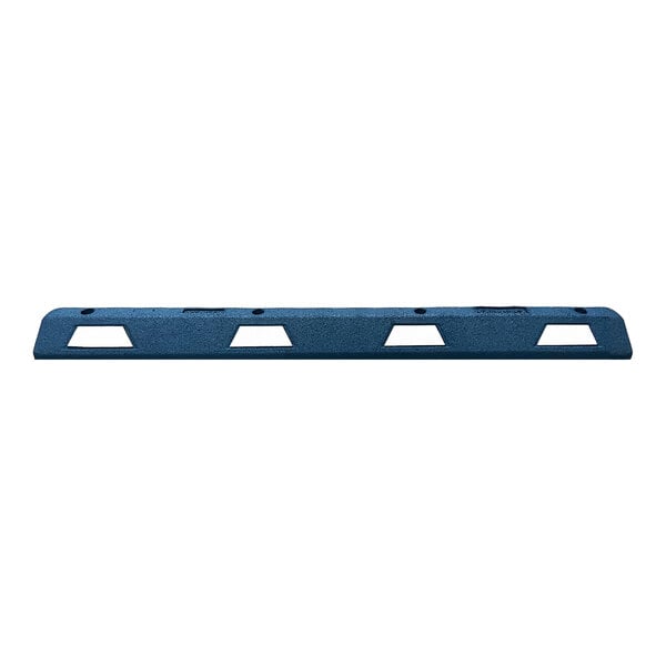 A blue Plasticade handicap parking stop with holes.