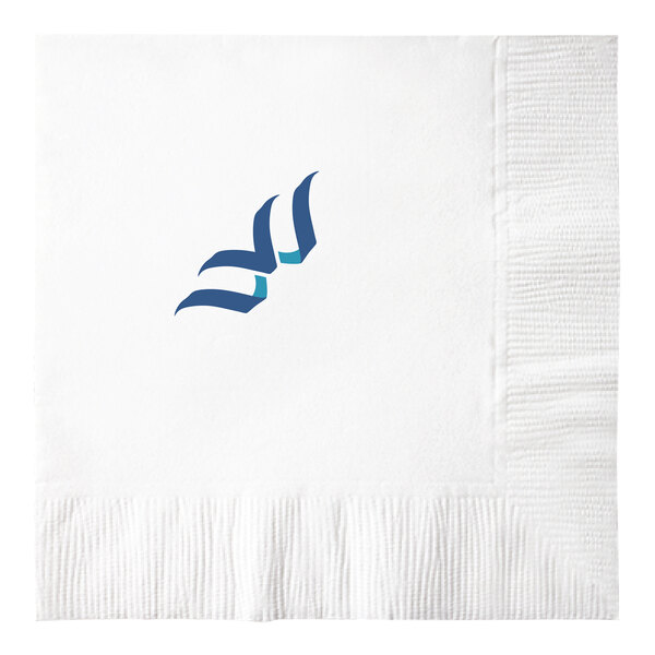 A white Wycliffe beverage napkin with a blue logo.