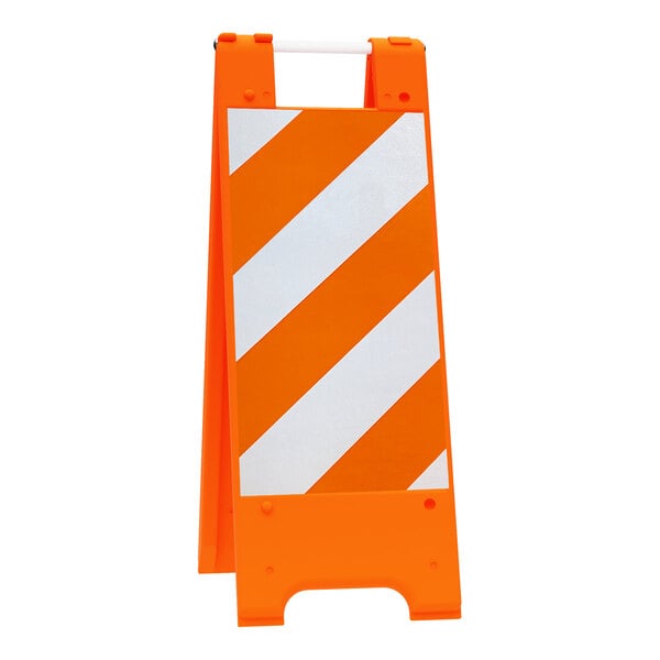 Plasticade Minicade 12" x 24" Orange Double-Sided A-Frame Sign Stand / Barricade with Reflective Sheeting 155-OHT12EG