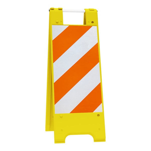 Plasticade Minicade 12" x 24" Yellow Double-Sided A-Frame Sign Stand / Barricade with Reflective Sheeting 155-YHT12EG