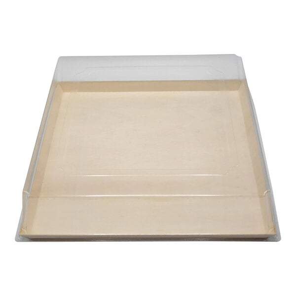 A white rectangular box with a clear lid containing VerTerra Balsa Wood Trays.