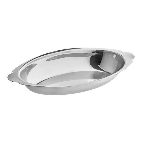 Choice 12 oz. Stainless Steel Oval Au Gratin Dish