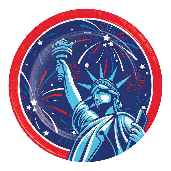 Creative Converting 9" Round Patriotic Paper Plate - 96/Case