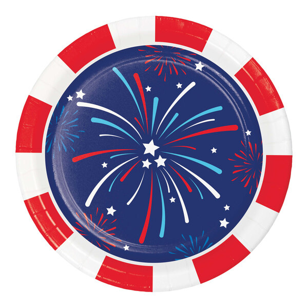 Creative Converting 7" Round Patriotic Paper Plate - 96/Case
