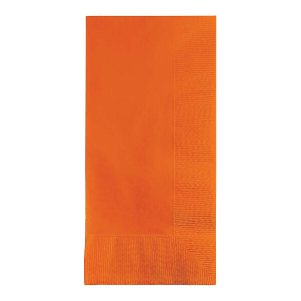 Creative Converting Touch of Color 16" x 16" Sunkissed Orange Rectangular 2-Ply 1/8 Fold Paper Dinner Napkin - 600/Case