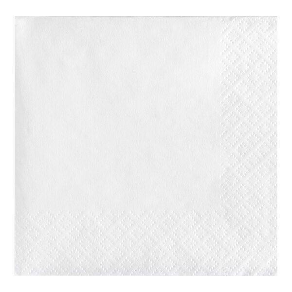 Creative Converting Touch of Color 10" x 10" White Square 2-Ply 1/4 Fold Paper Beverage Napkin - 600/Case