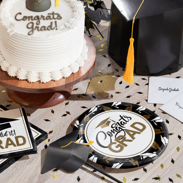 Creative Converting 9" Round Graduation "Congrats Grad!" Paper Plate - 96/Case