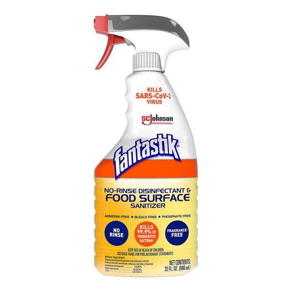 SC Johnson fantastik® 354125 32 oz. No-Rinse Disinfectant and Food Surface Sanitizer - 8/Case