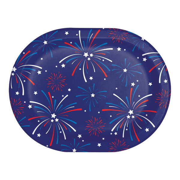 Creative Converting 12" x 9" Oval Patriotic Paper Platter - 96/Case