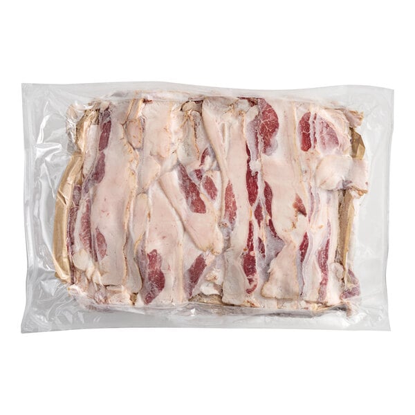 A white plastic bag of Hatfield Chef Choice sliced bacon.