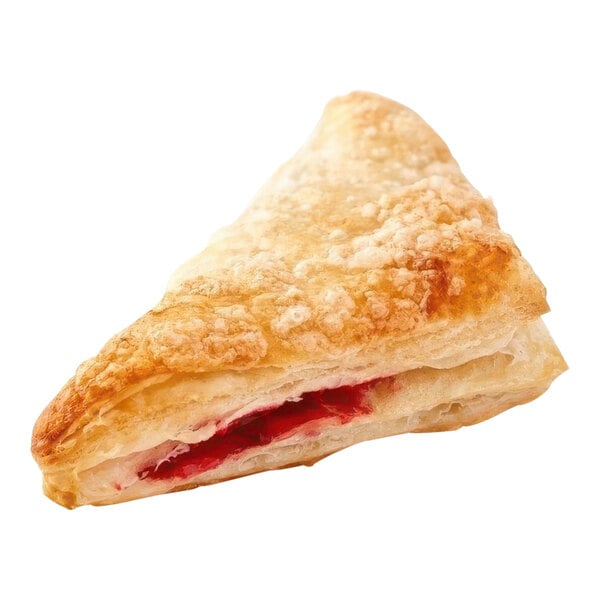 A close up of a Turnover Dough with sugared raspberry filling.