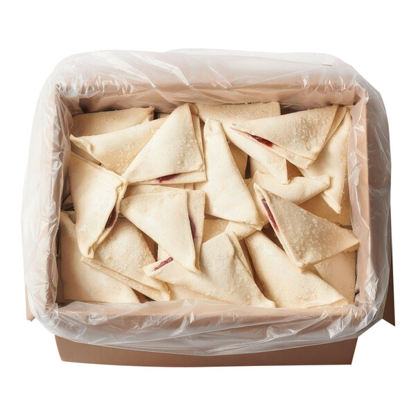 A white box of TURNOVER DOUGH SUGARED RASPBERRY pastries.