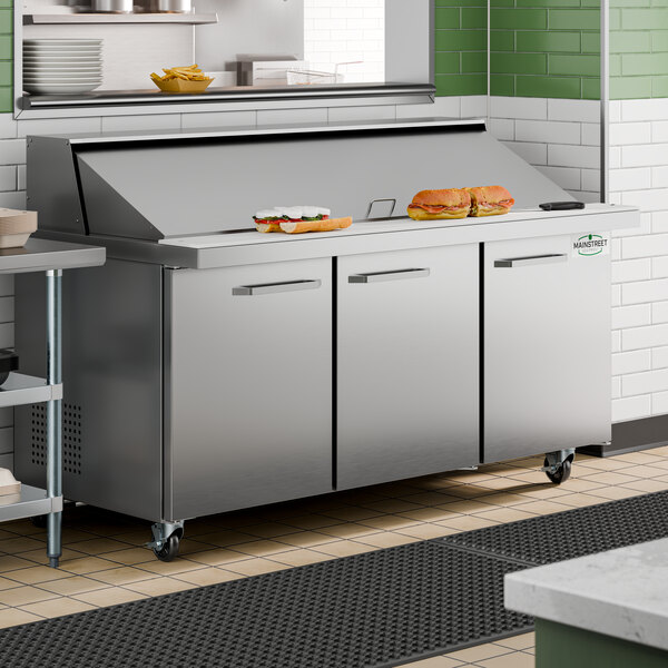 MainStreet Equipment 70" Mega Top 3 Door Refrigerated Sandwich Prep Table