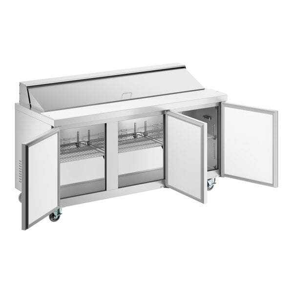 MainStreet Equipment 70" Standard Top 3 Door Refrigerated Sandwich Prep Table