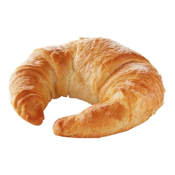 A close up of a fully baked butter croissant.