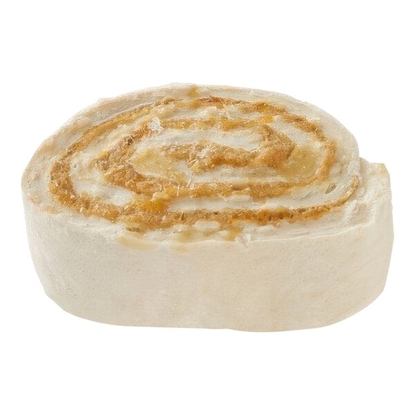 A roll of Pillsbury caramel twirl dough with a swirl.