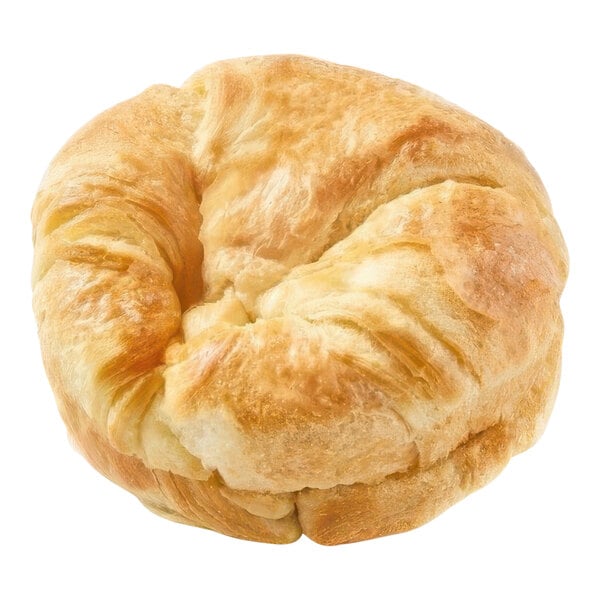 A sliced croissant bun.