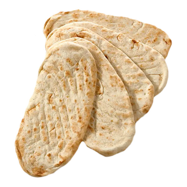 A stack of Kontos preservative-free garlic naan flatbreads.
