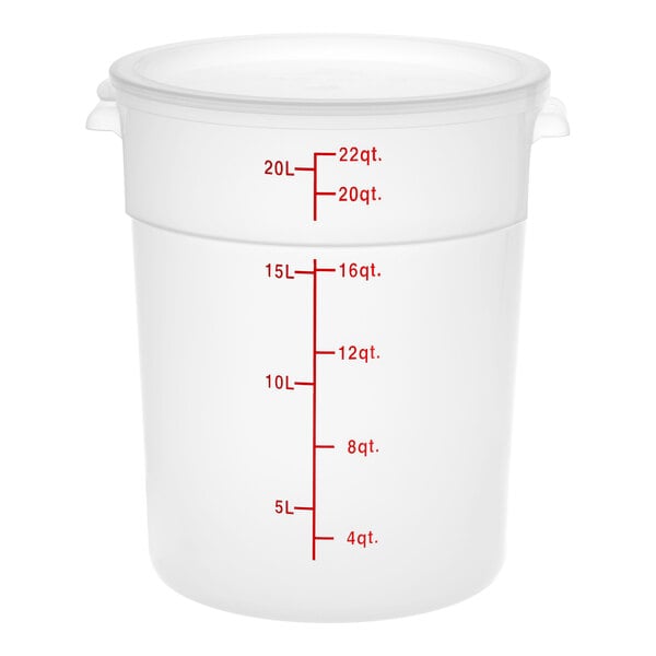 Choice 22 Qt. Translucent Round Polypropylene Food Storage Container with Lid