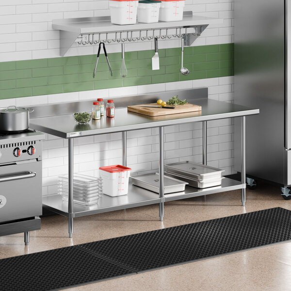 Regency 24" x 84" 16-Gauge Type 304 Stainless Steel Commercial Work Table with 4" Backsplash and Undershelf