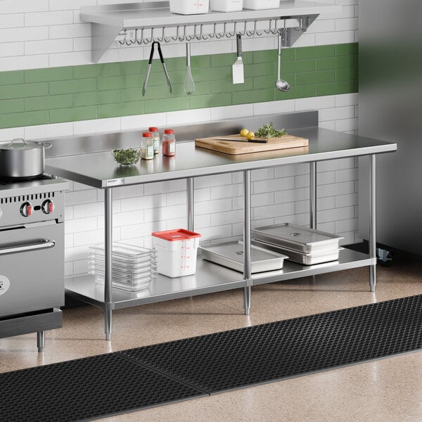 Regency 24" x 84" 16-Gauge Type 304 Stainless Steel Commercial Work Table with 4" Backsplash and Undershelf