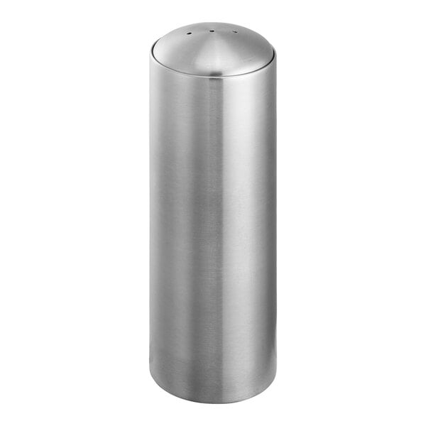 A silver stainless steel cylindrical shaker with 3 holes in the lid.