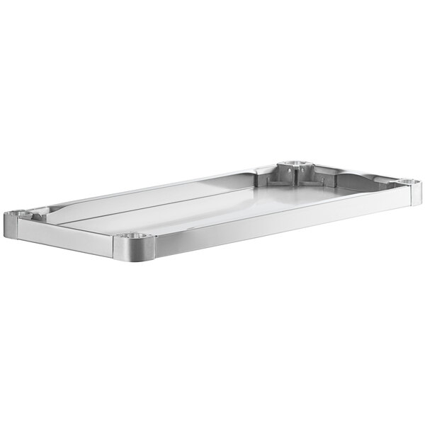 An 18-gauge stainless steel adjustable undershelf designed for 18" x 36" work tables.