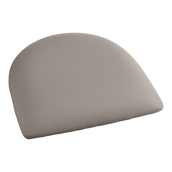 A dark gray vinyl padded seat cushion.