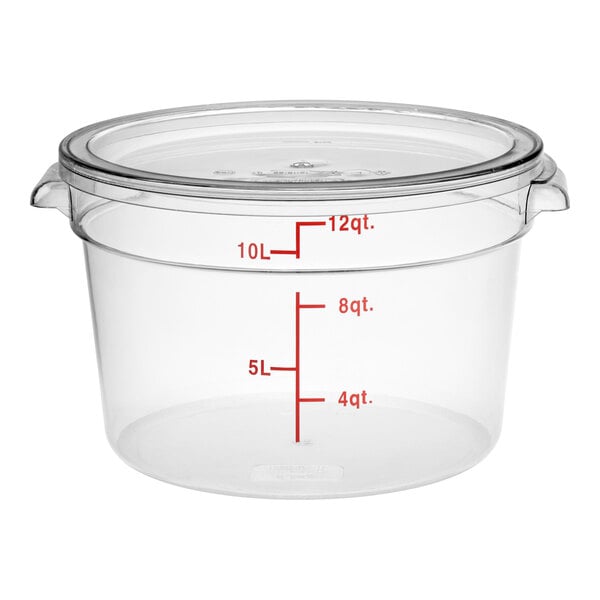 Choice 12 Qt. Clear Round Polycarbonate Food Storage Container with Lid