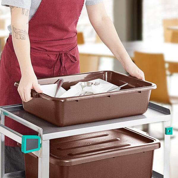 Choice 20" x 15" x 5" Brown Polypropylene Bus Tub - 6/Case