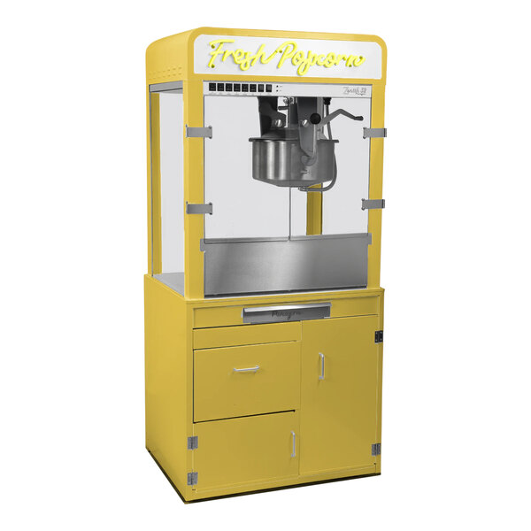 A yellow Paragon Zenith popcorn machine stand.