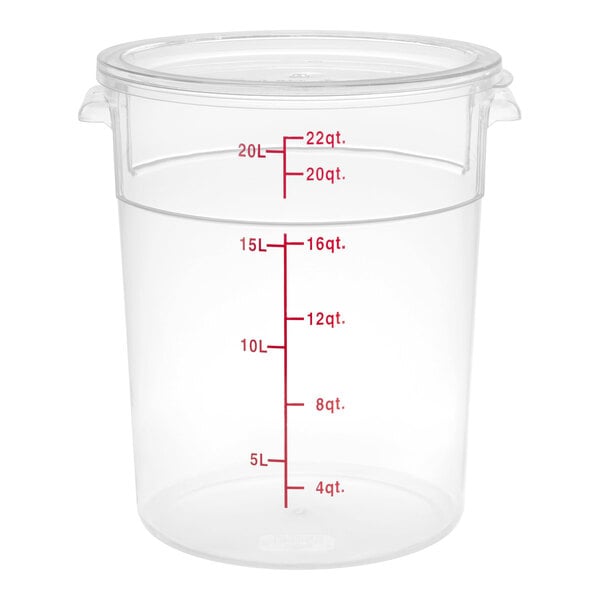 Choice 22 Qt. Clear Round Polycarbonate Food Storage Container with Lid