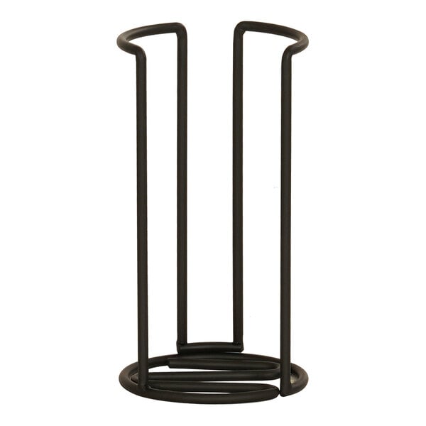 A Cal-Mil black metal round countertop cup / lid organizer on a counter.