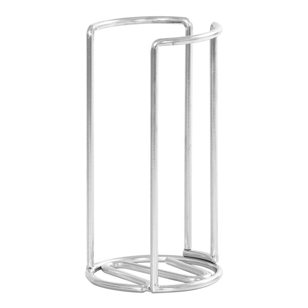 A Cal-Mil silver metal round countertop cup and lid organizer.