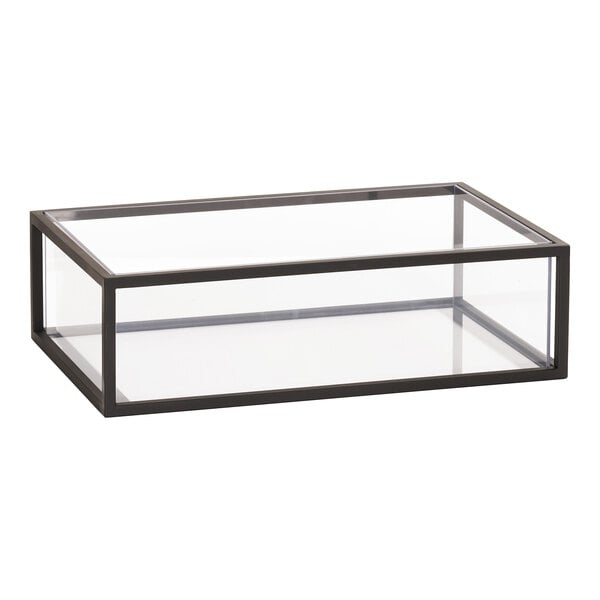 Cal-Mil Milo 20" x 12" x 7" Black Metal Ice Housing with Polycarbonate Pan and Liner 23805-12-13