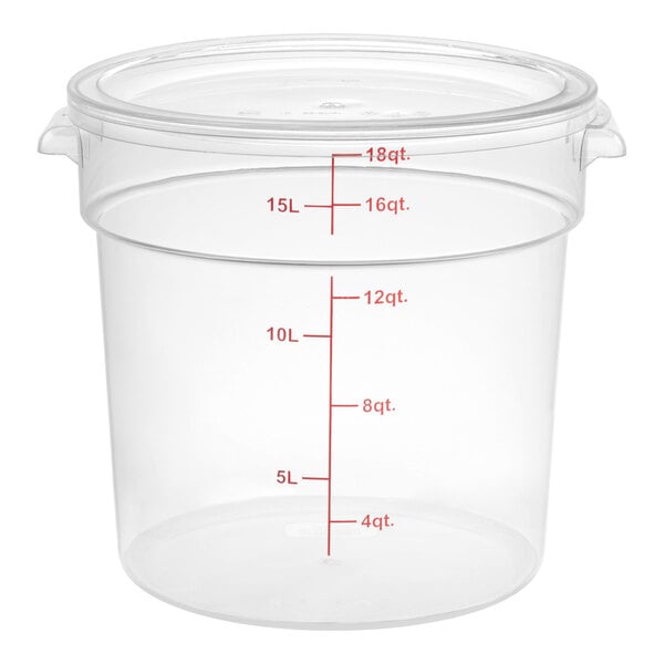Choice 18 Qt. Clear Round Polycarbonate Food Storage Container with Lid
