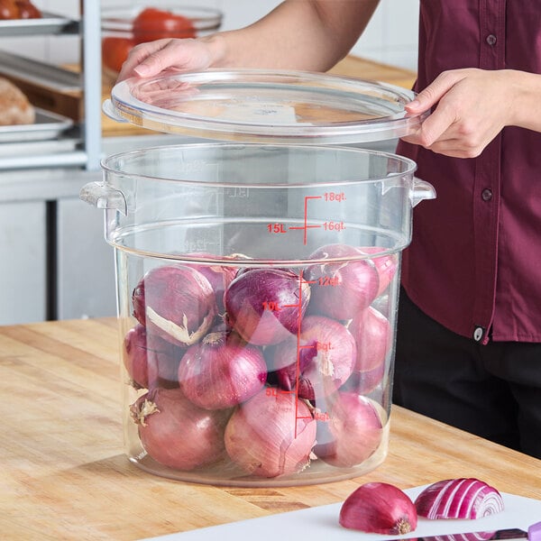 Choice 18 Qt. Clear Round Polycarbonate Food Storage Container with Lid