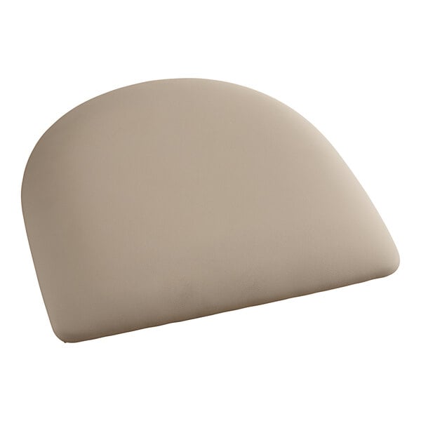 A taupe vinyl padded seat cushion for metal frame seating.