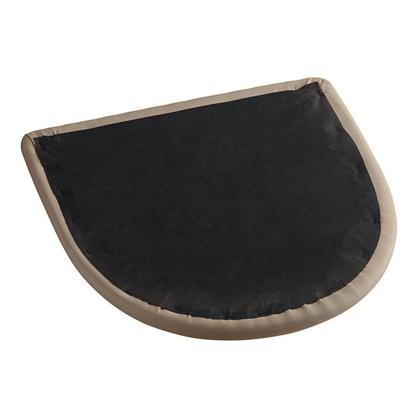 A taupe vinyl padded seat for metal frame seating.