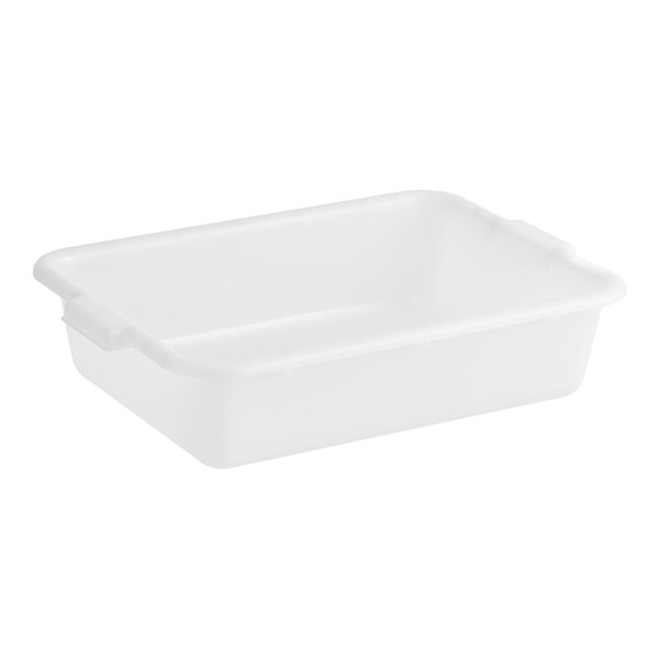 A white rectangular polypropylene utility bin with slightly raised edges.