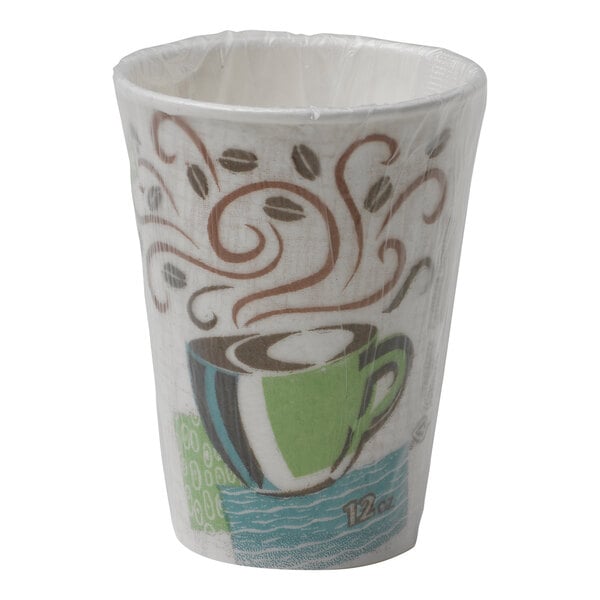 Dixie PerfecTouch 12 oz. Individually Wrapped Insulated Paper Hot Cup - 1,000/Case