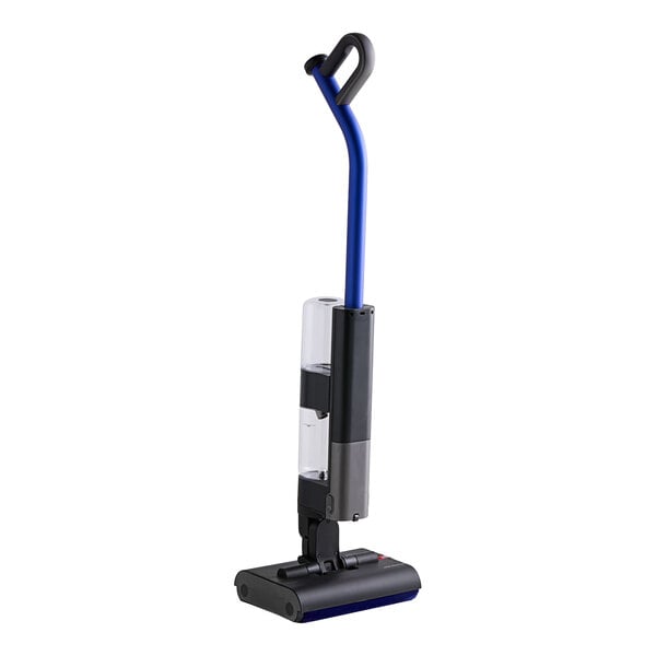A cordless wet and dry vacuum cleaner with a matte black and ultra blue design.