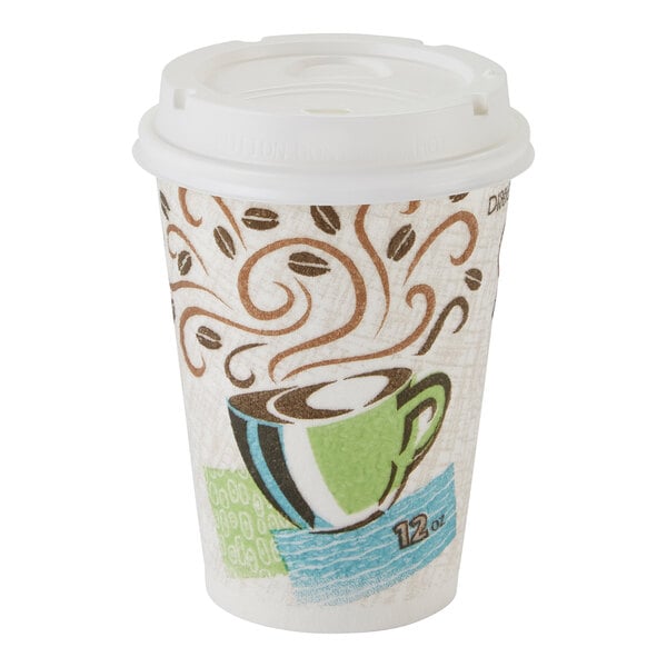Dixie PerfecTouch 12 oz. Insulated Paper Hot Cup and Lid - 300/Case