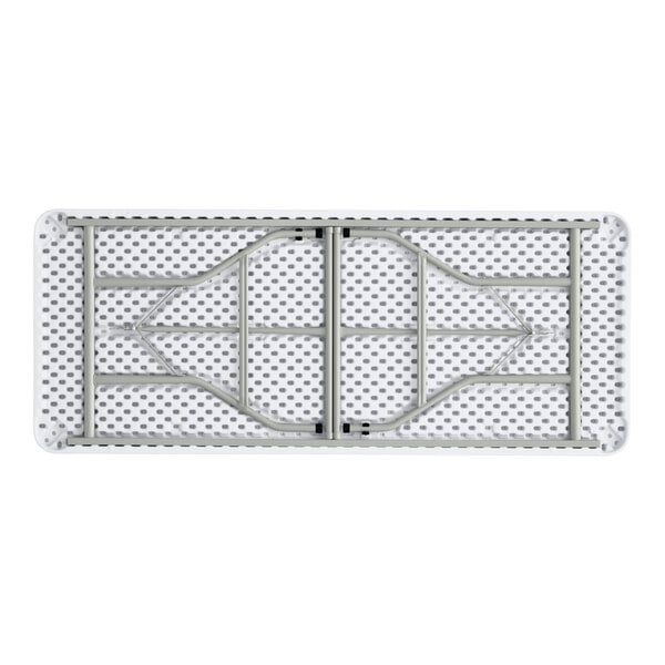 Lancaster Table & Seating 30" x 72" Heavy-Duty Granite White Plastic Folding Table with Gray Legs